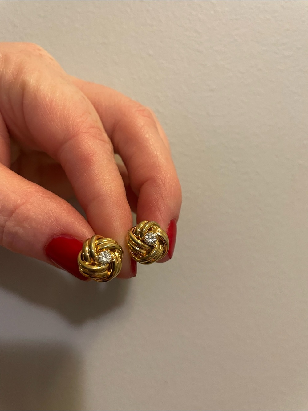 Monet Gold Knot Earrings with Clear Center Stone